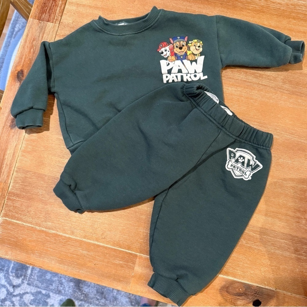 ZARA Toddler Paw Patrol Green Sweatsuit size 1 1/2 years 18M